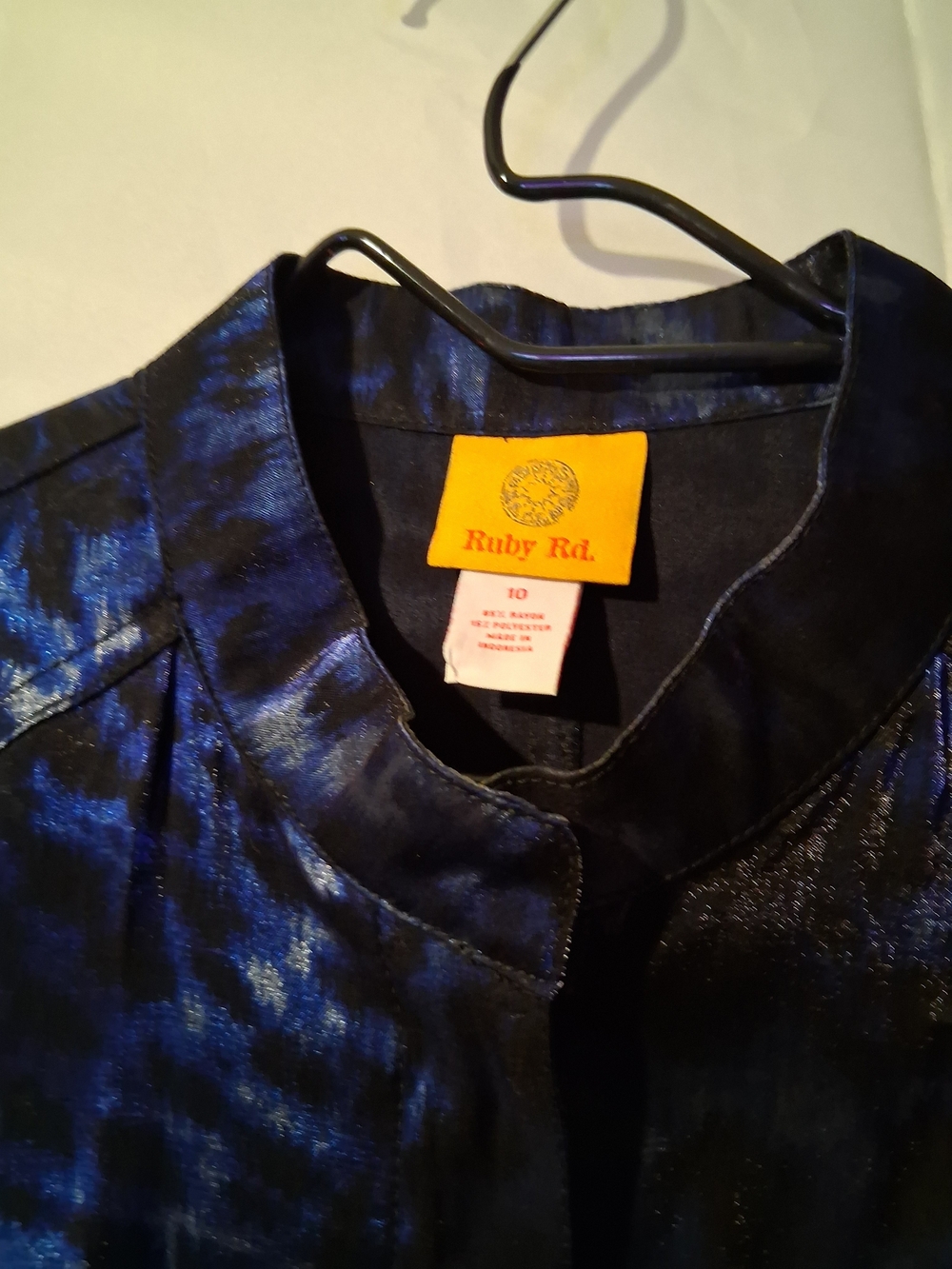 Ruby Rd. Blue and Black Patterned Blazer - Picture 3 of 5